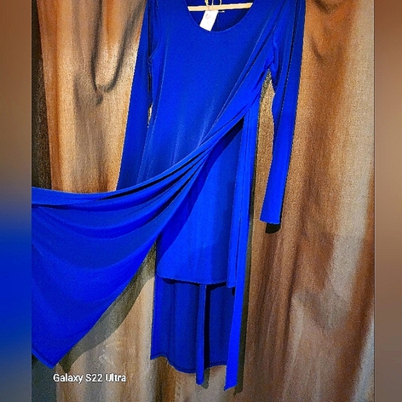 NWT - Price Firm - BCBGeneration Electric Blue Jersey Side-Slit Dress - Picture 3 of 6